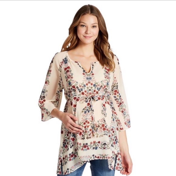 •SOLD• Jessica Simpson Maternity Hanky Hem Blouse - Picture 2 of 8